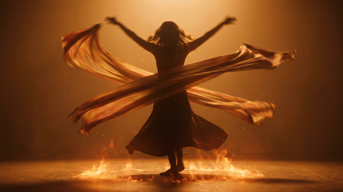 Fire Dancer Canvas Art - Golden Motion
