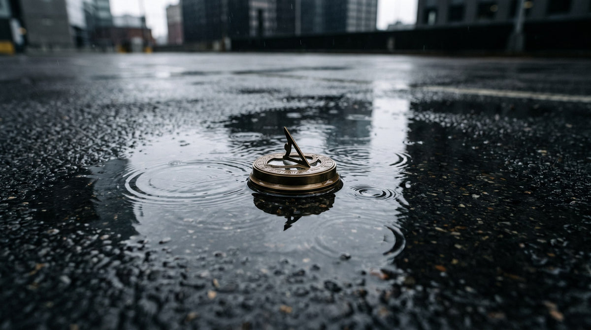Sundial in Rain Moody Urban Fine Art