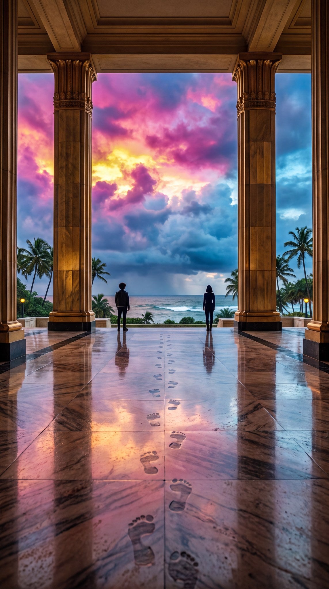 Threshold Sunset Colonnade Art