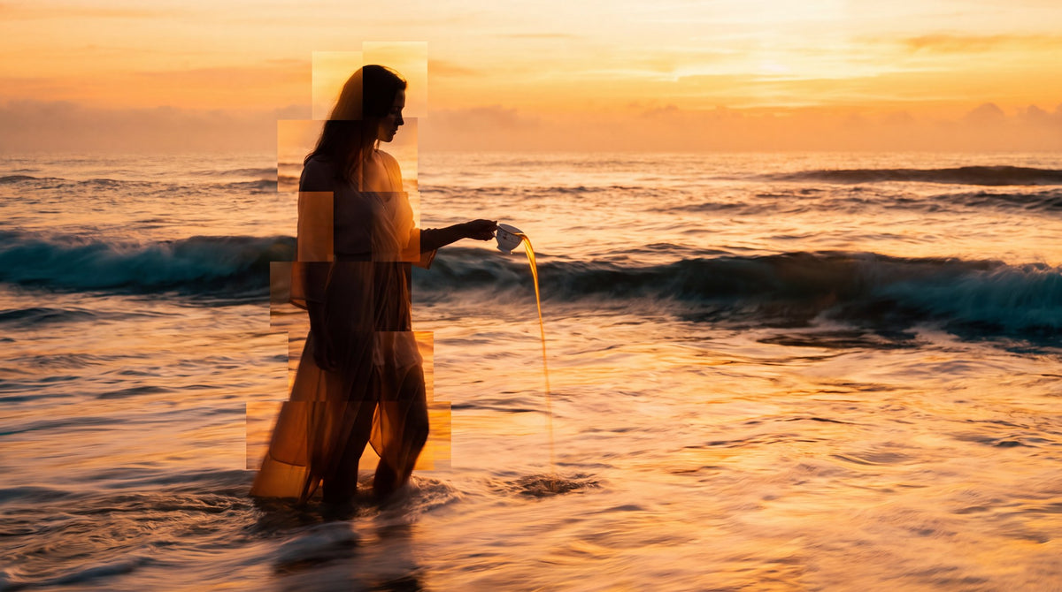 Surreal Shoreline Ritual - Golden Hour Fine Art