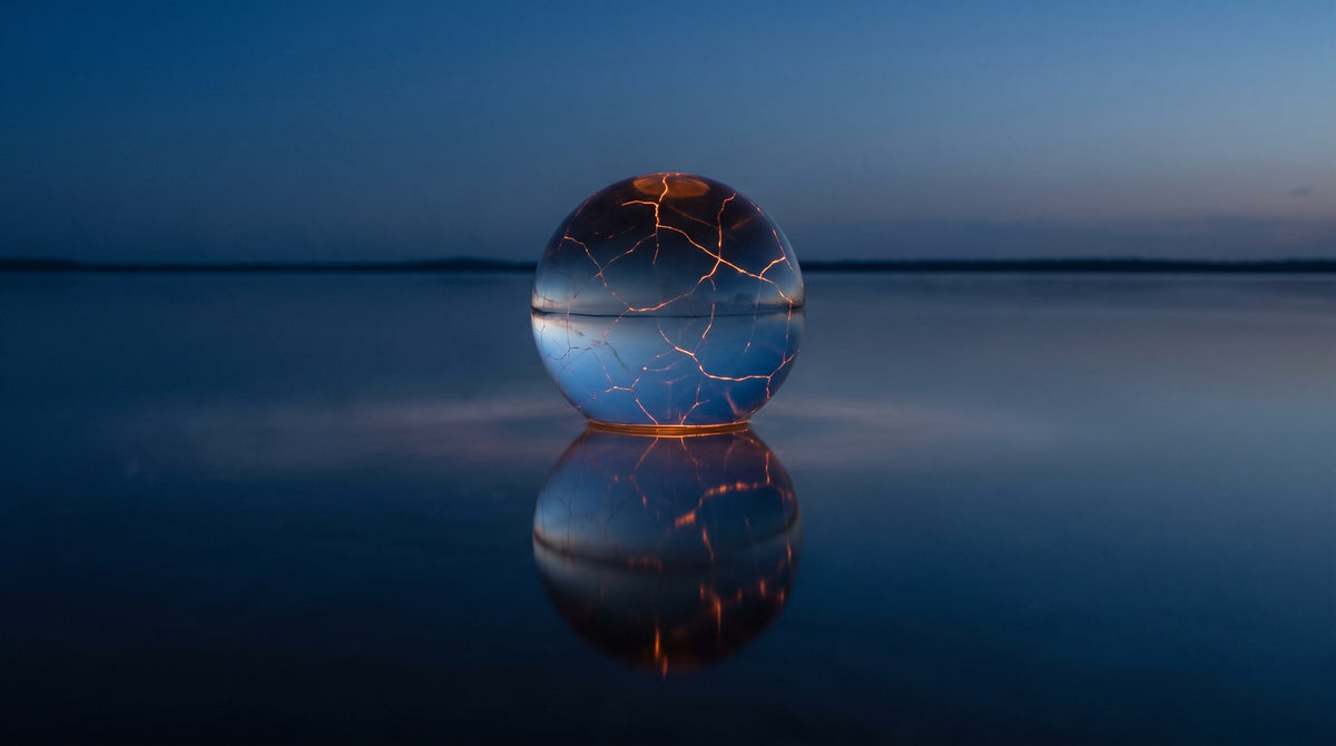 Cosmic Fracture Glass Sphere Art