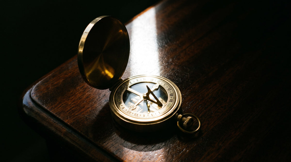 Vintage Brass Sundial Compass Art