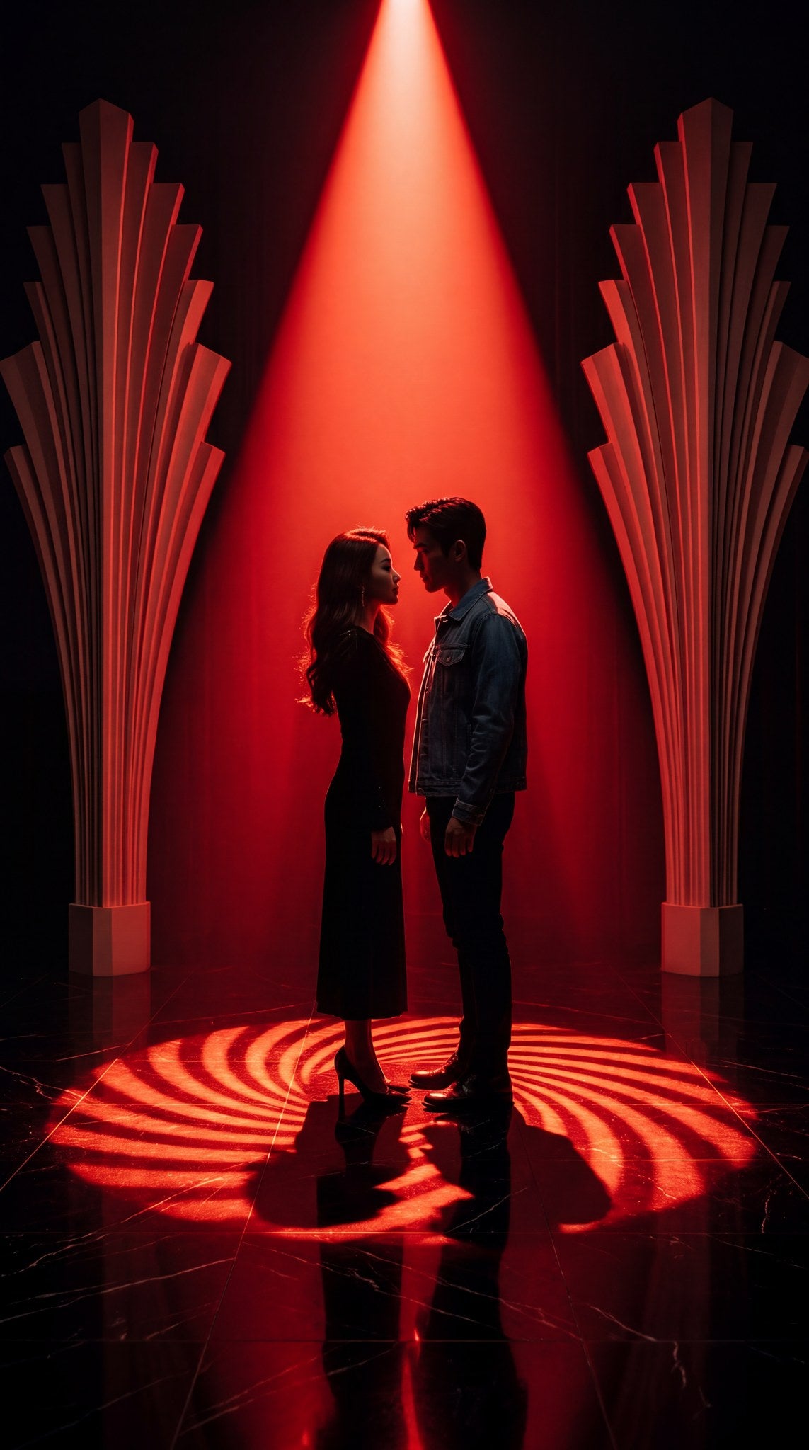 Crimson Spotlight Romance Cinematic Art