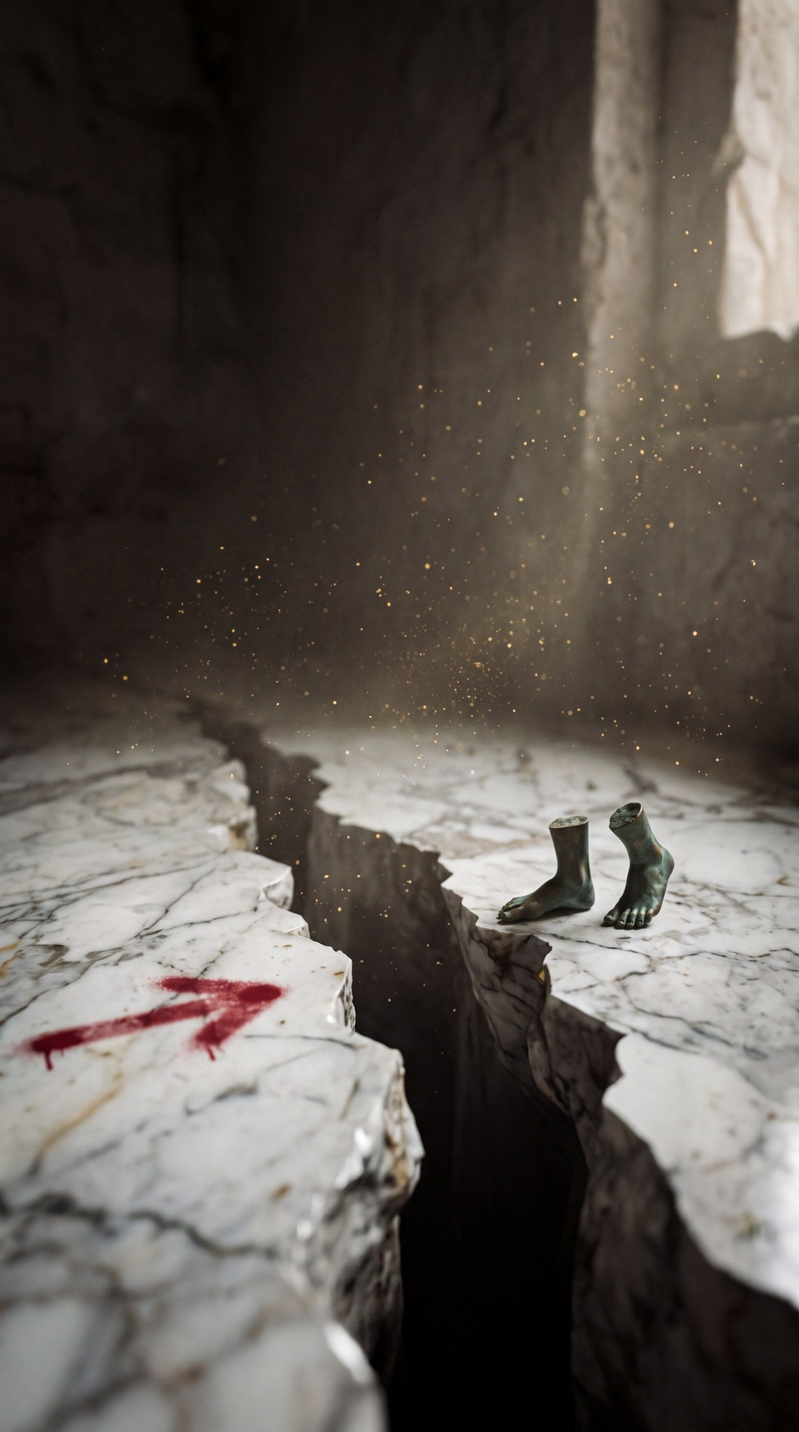 Surreal Marble Chasm and Bronze Study