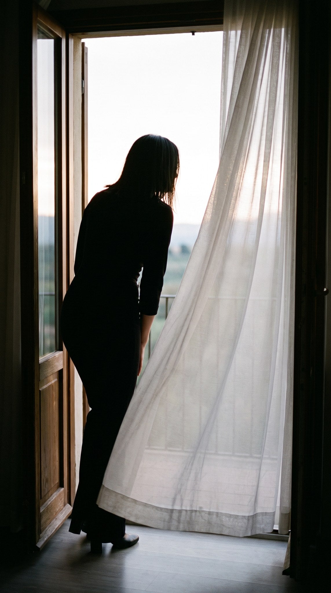 Velvet Solitude Balcony Silhouette Fine Art