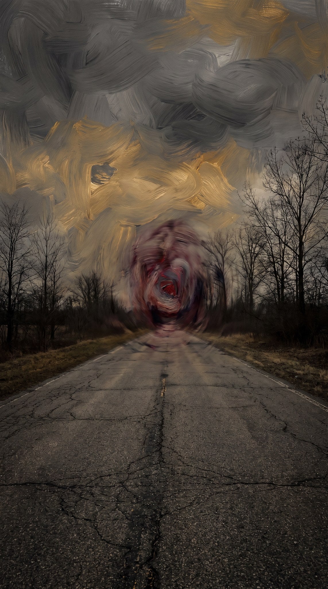 Surreal Road Portal Dark Abstract Art