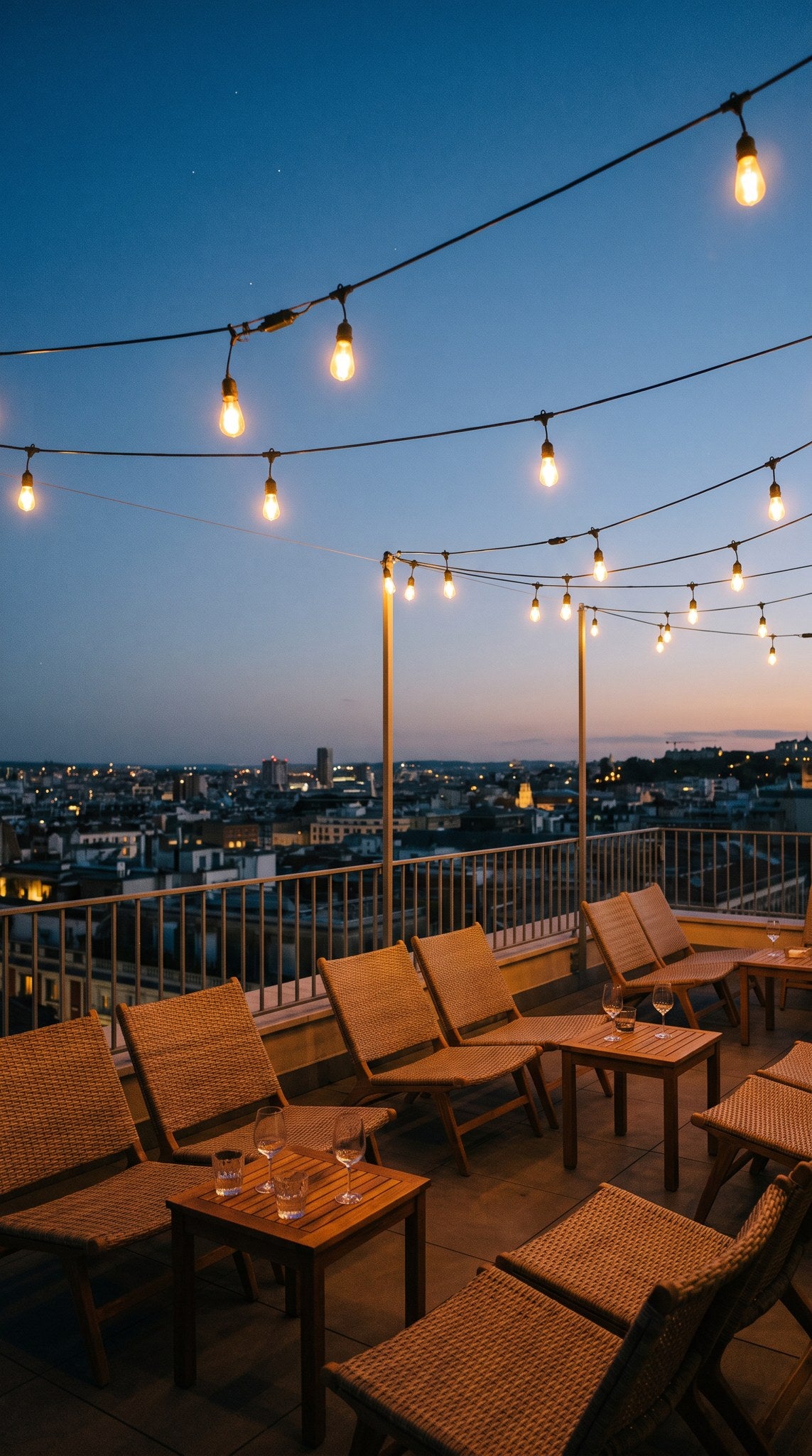 Twilight Rooftop Terrace Canvas Art