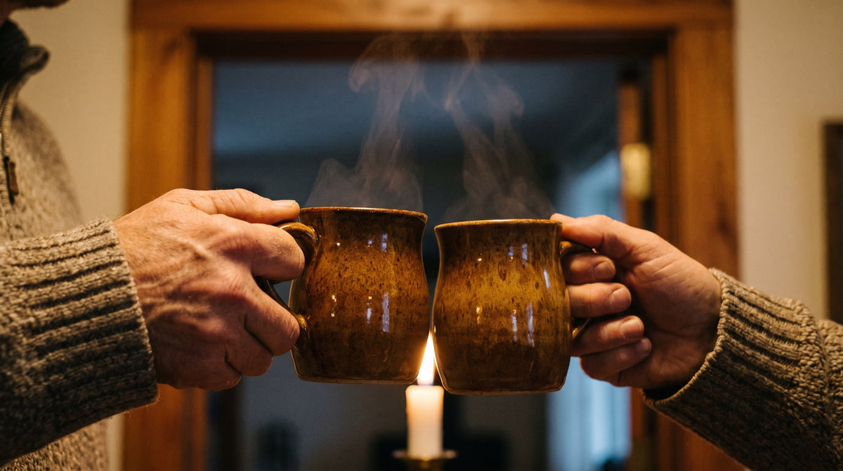 Cozy Mugs by Candlelight Warm Hygge Art