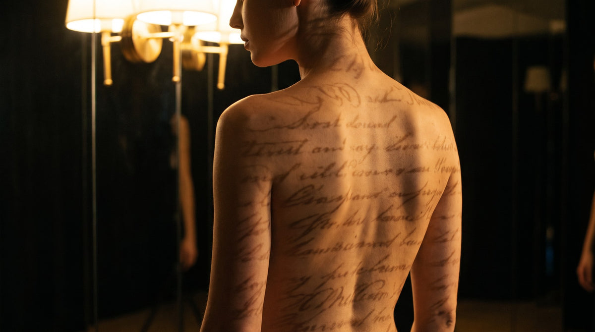 Scribed Shadows Moody Calligraphy Portrait