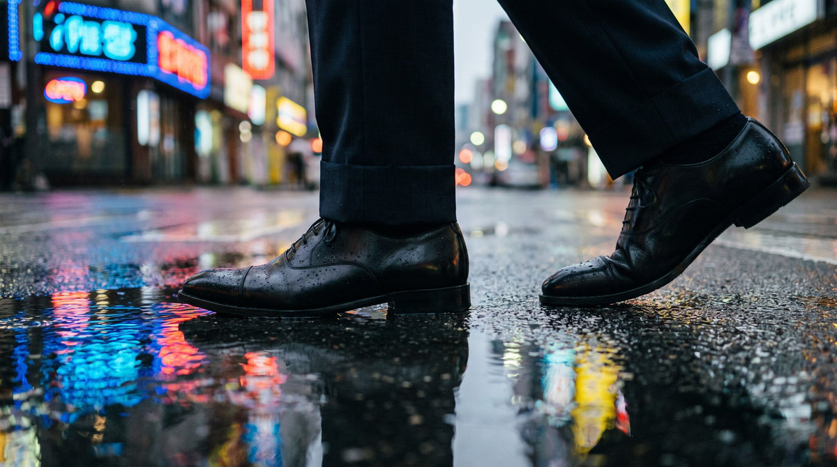 Neon Reflections Rainy City Street Art