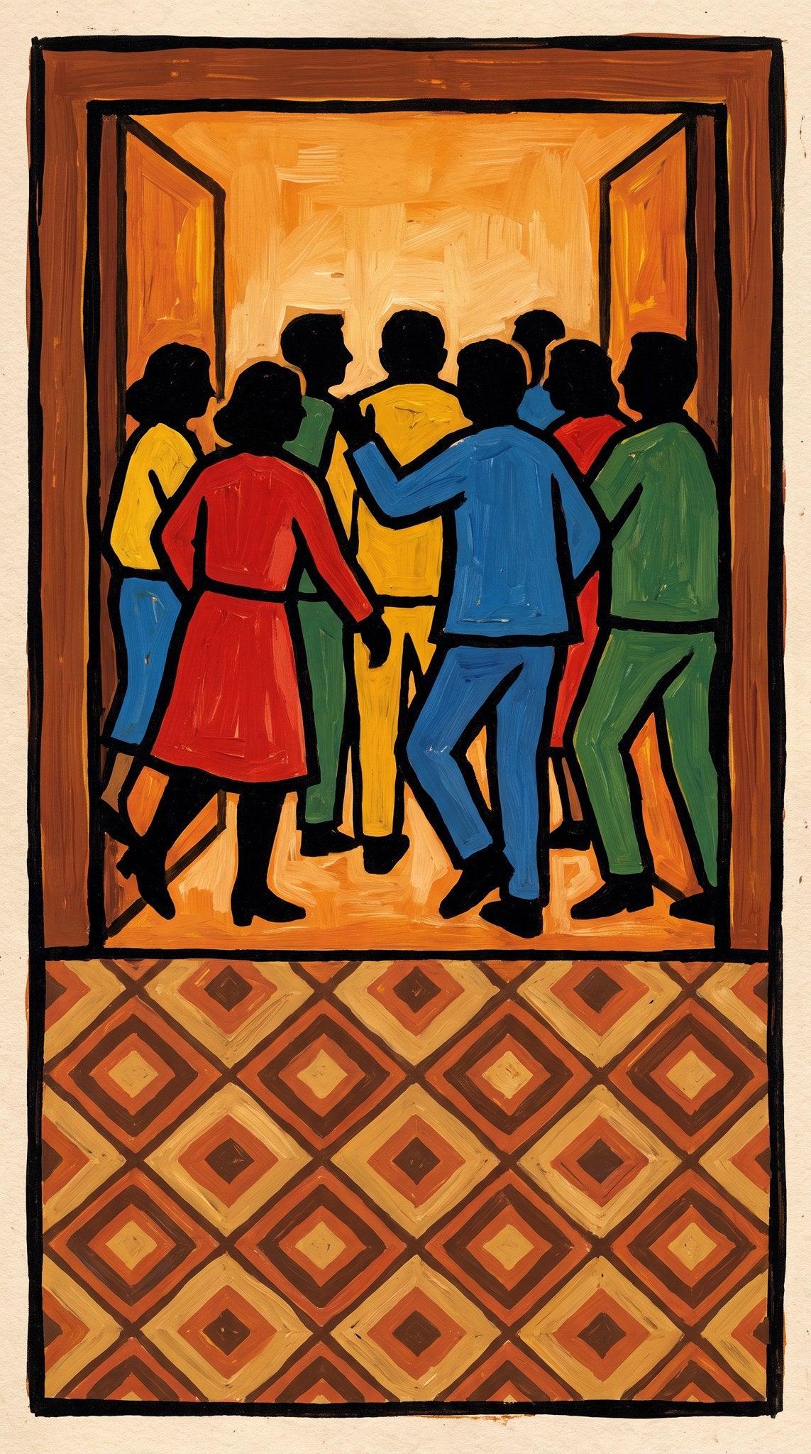 Retro Social Club Silhouette Painting Art