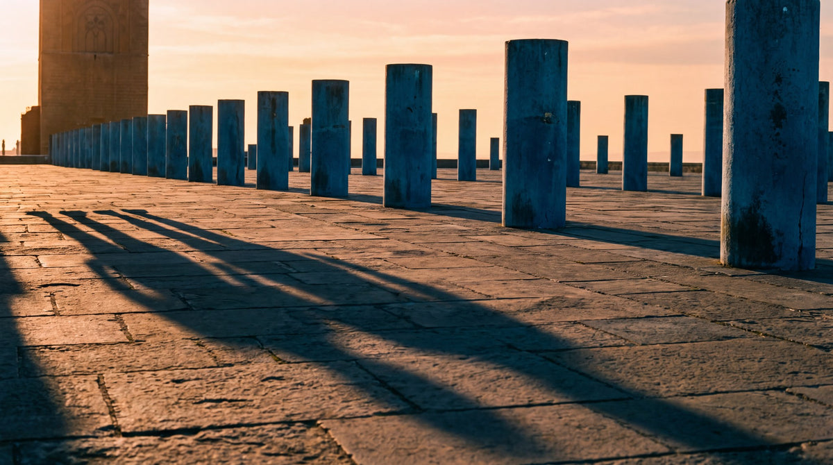 Golden Pillars at Sunset Architecture Art