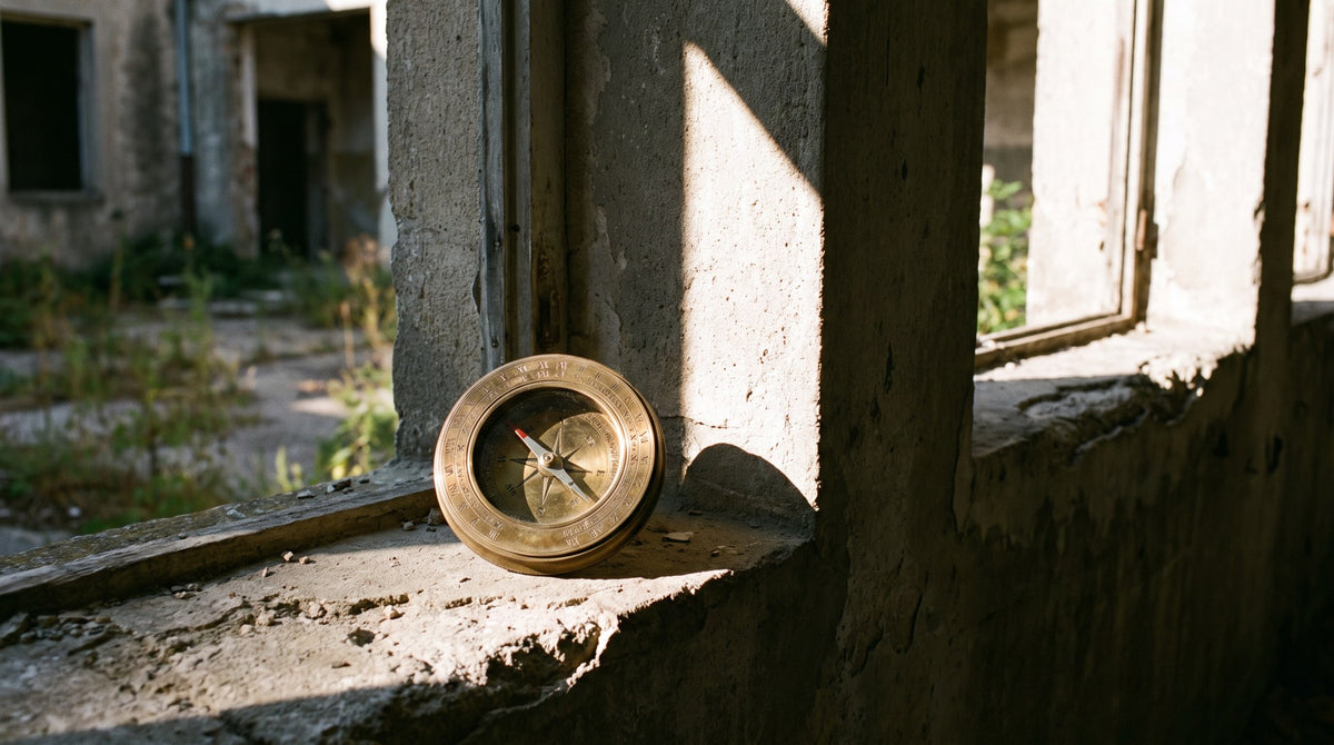 Vintage Brass Compass Still Life Art