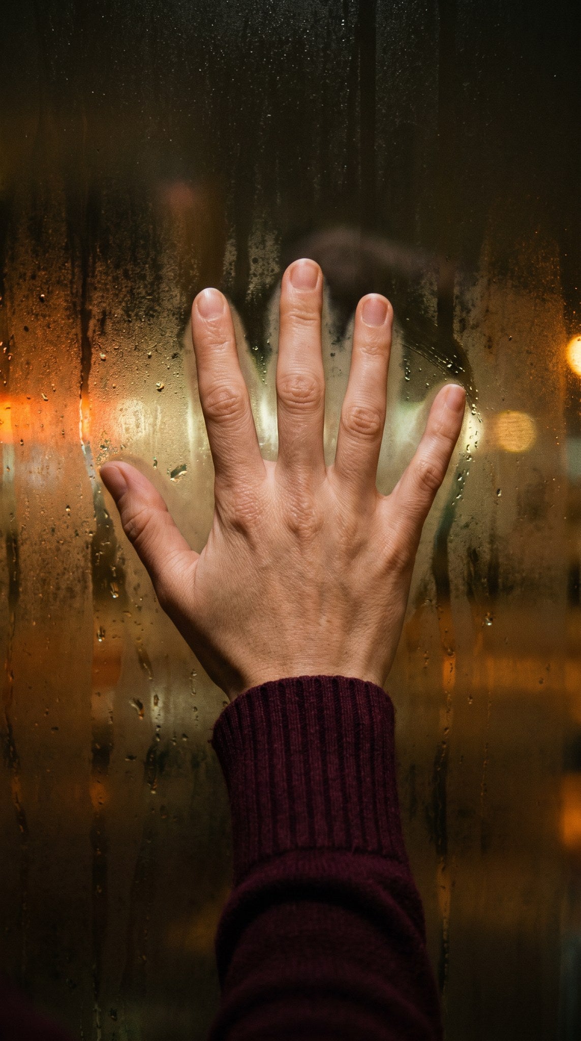 Steamy Glass Hand - Rainy Window Art