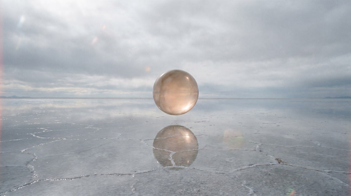 Surreal Salt Flat Levitating Sphere Art