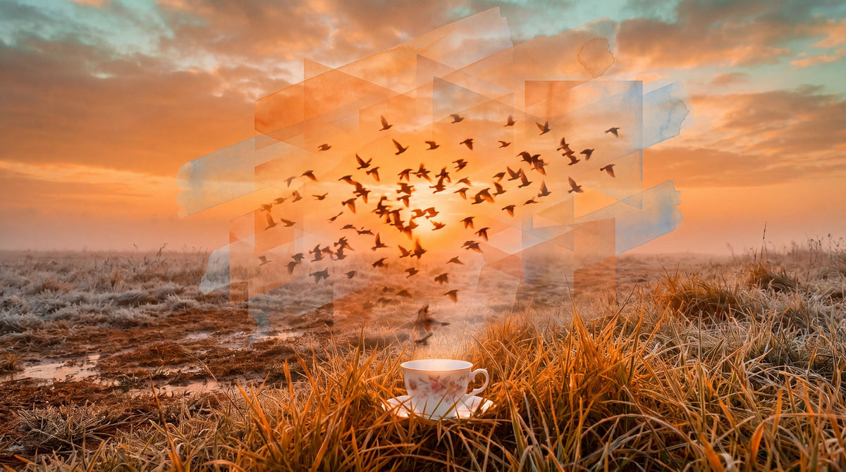 Morning Dawn Teacup Golden Sunrise Art