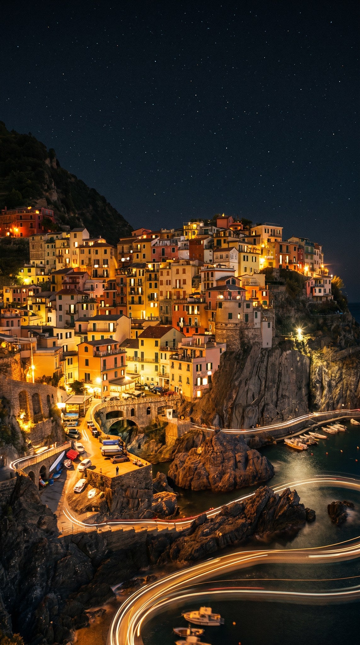 Manarola Nocturne Italian Riviera Art