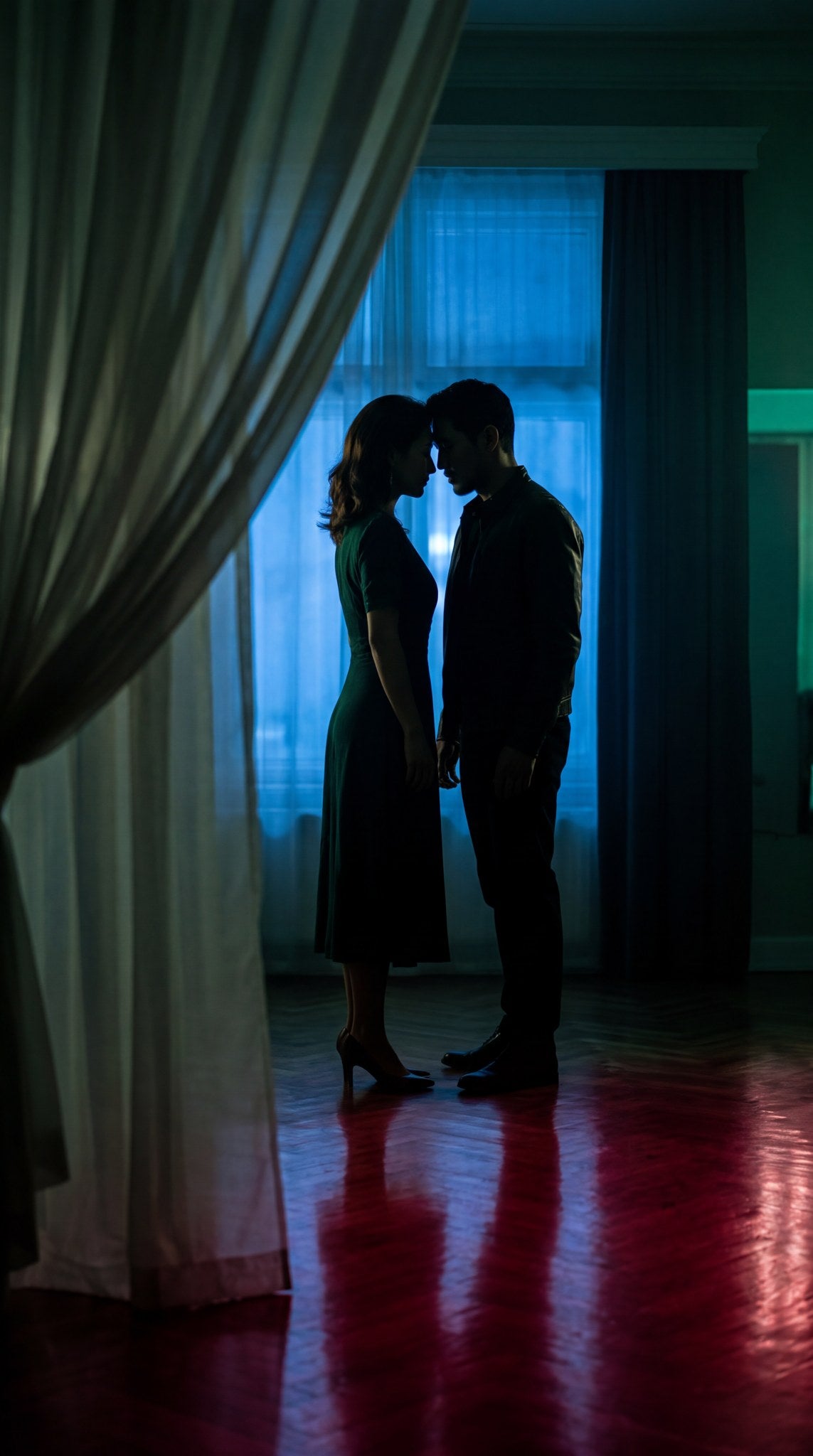 Nocturne Embrace Art - Moody Cinematic Romance
