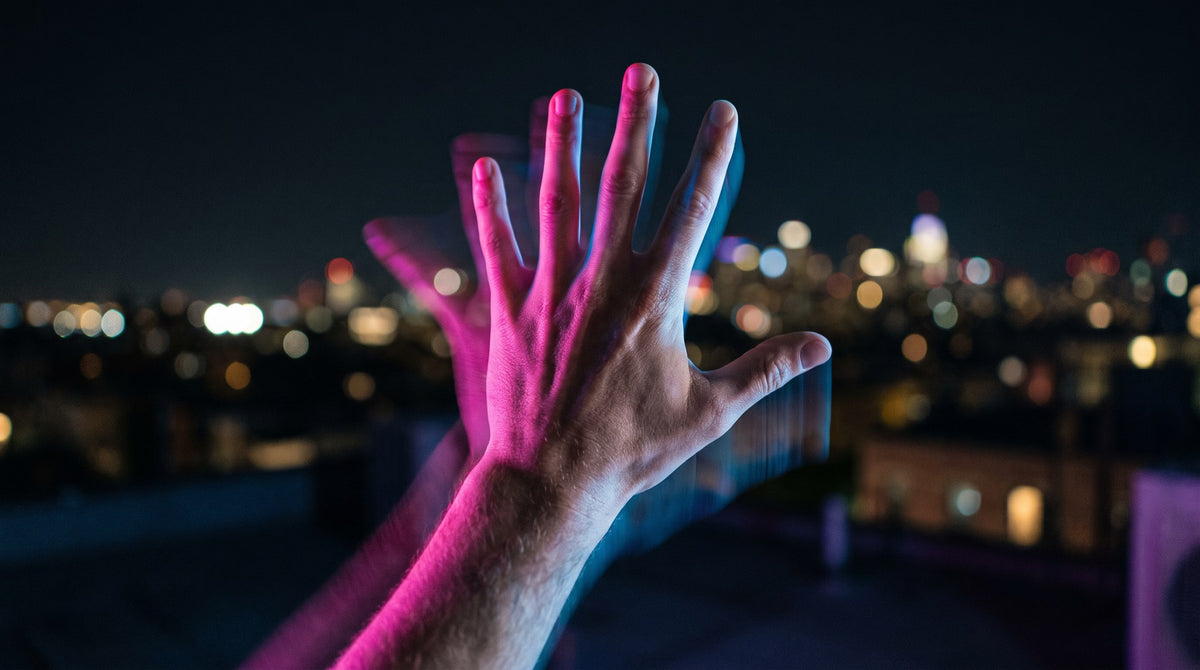 Neon Echoes Cyber Hand Art