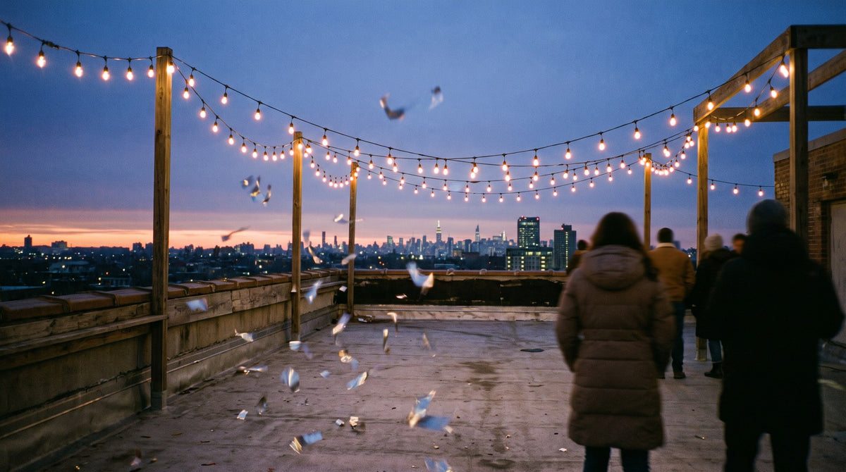 Golden Hour Rooftop Gathering Art Print