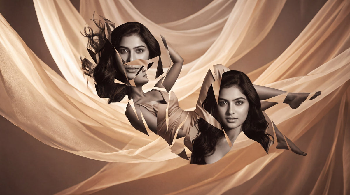Surreal Fragmented Portrait - Golden Drapes