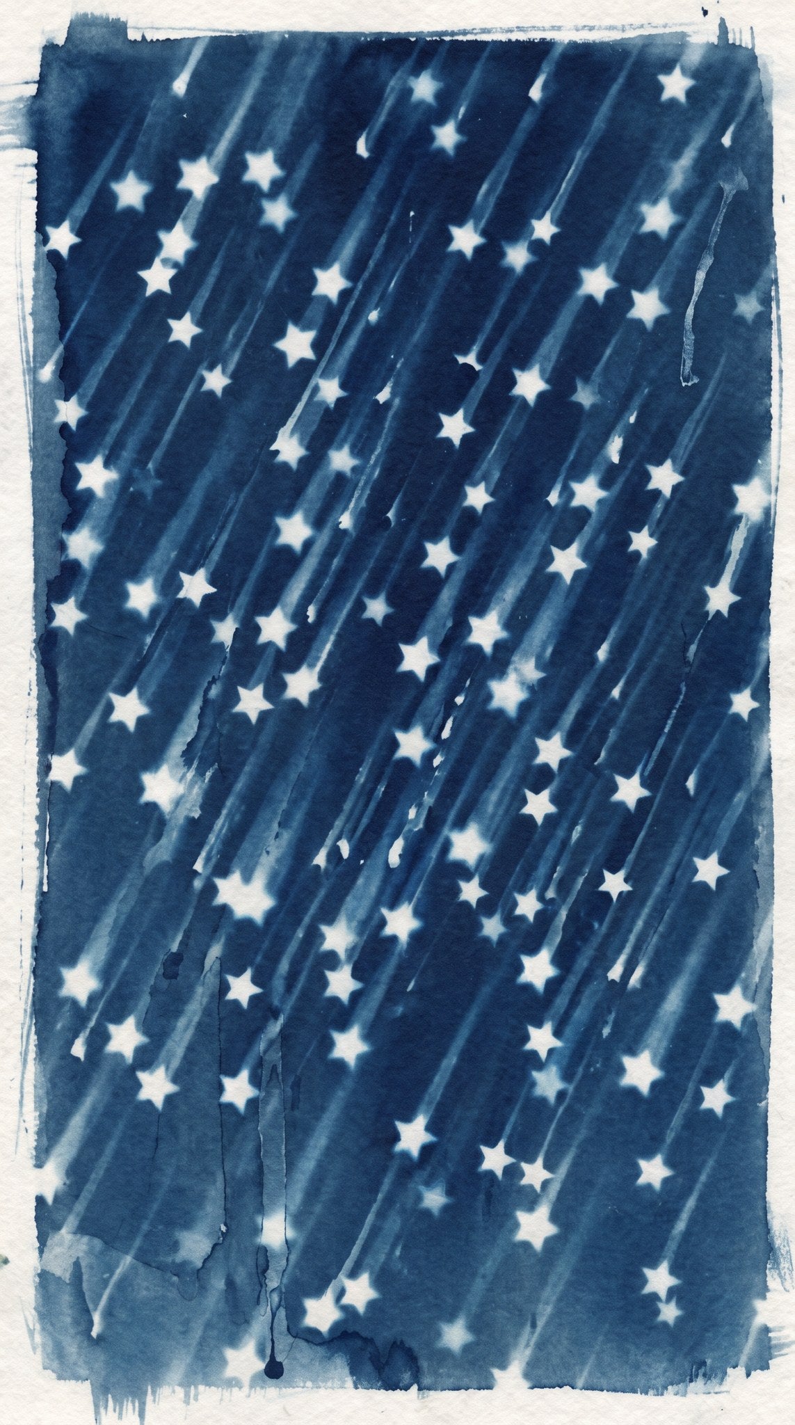 Celestial Rain Cyanotype Blue Star Art
