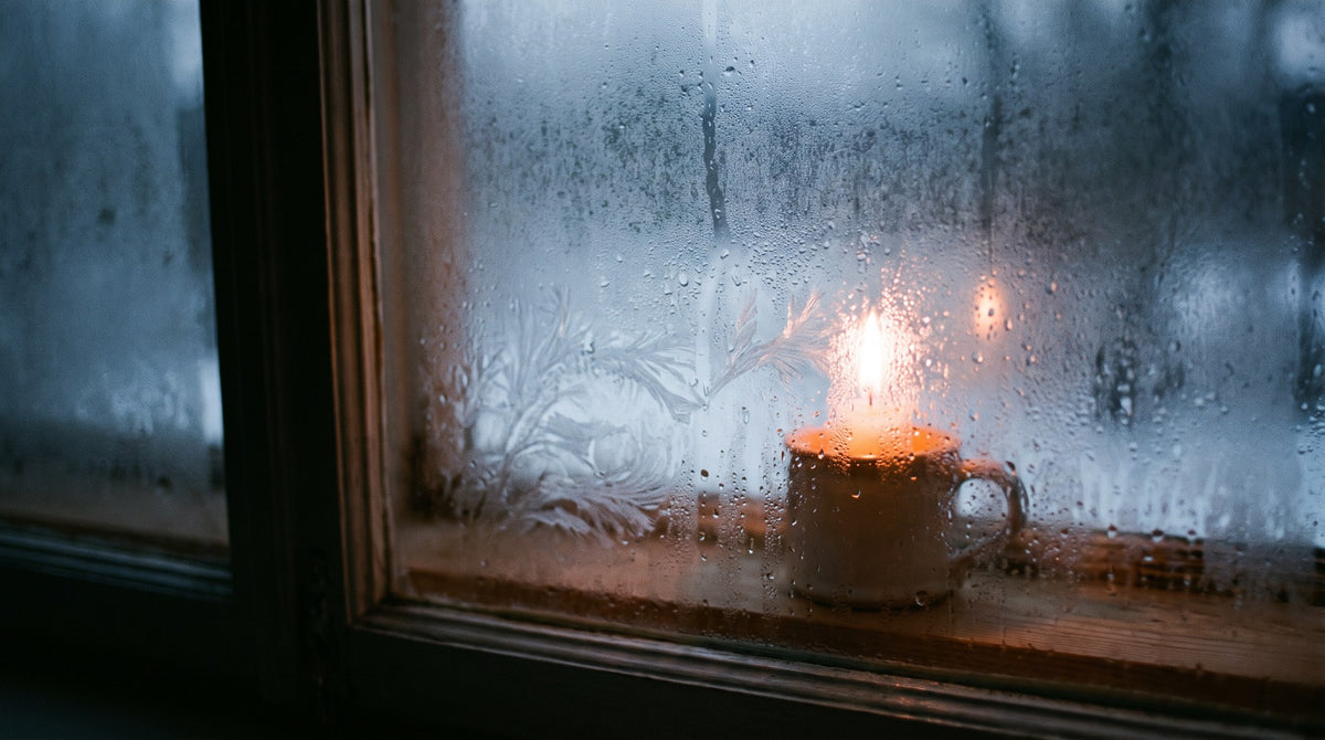 Winter Window Candlelit Glow Aesthetic Art