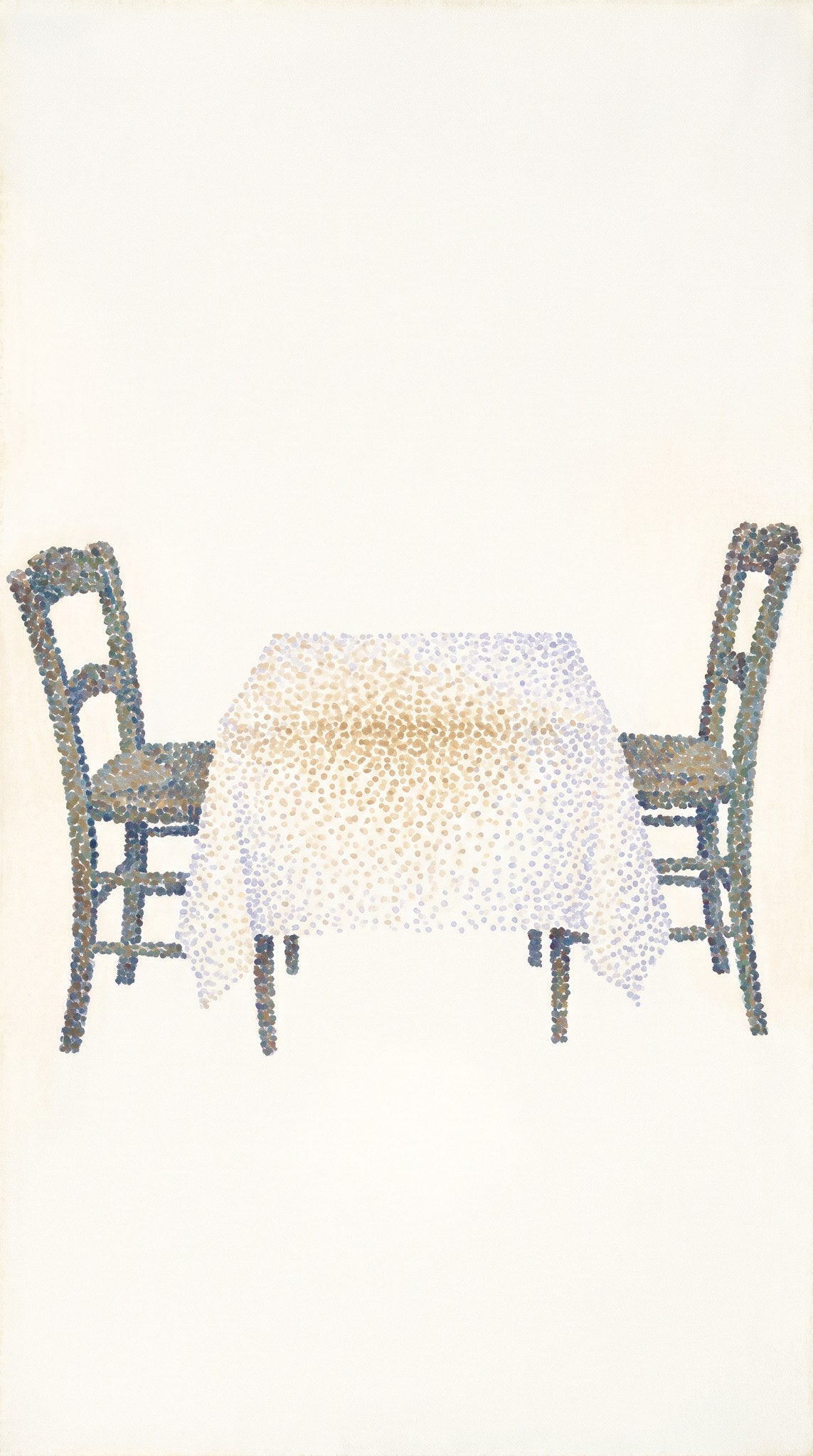 Quiet Solitude Bistro Table Pointillist Art