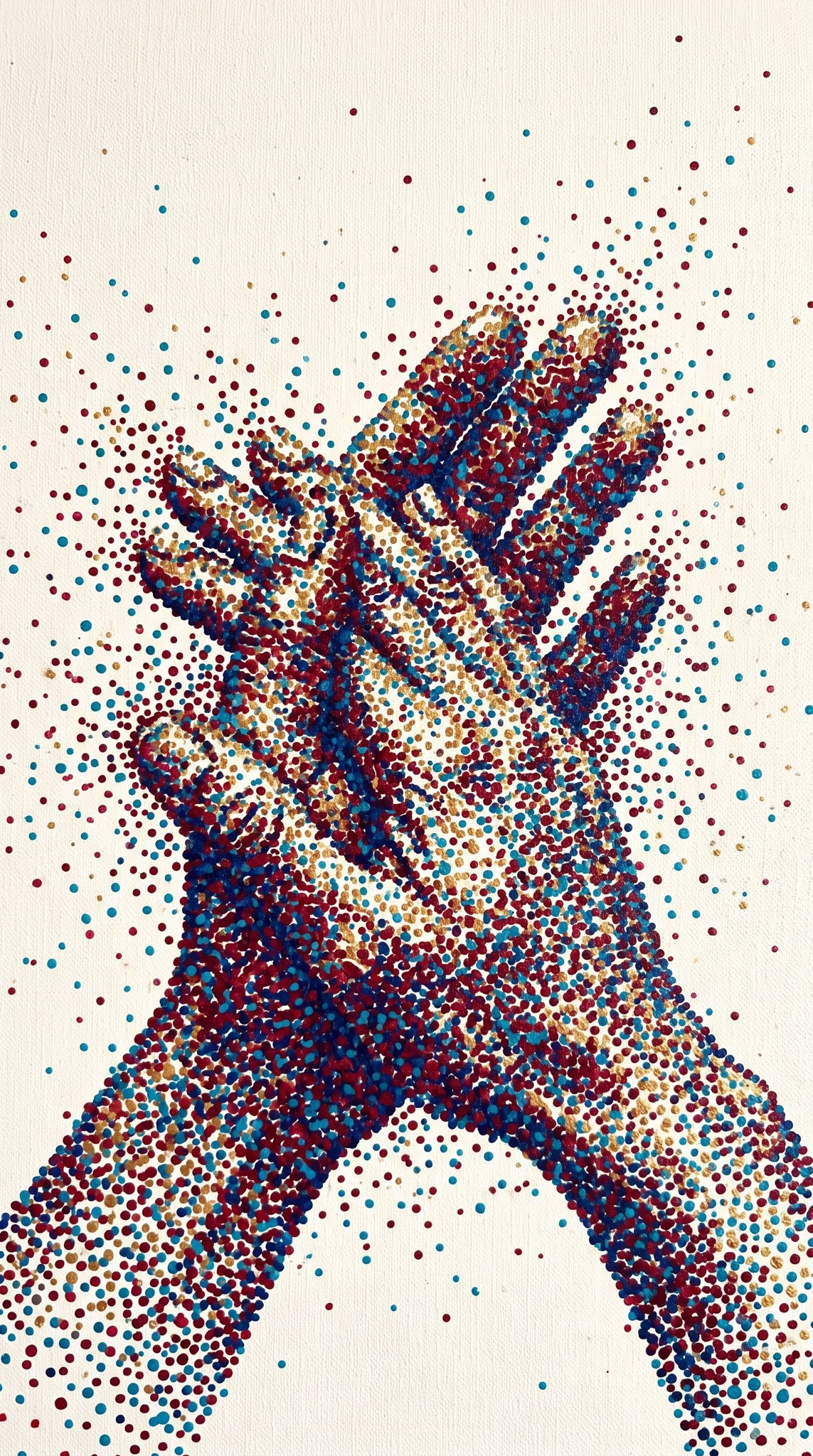 Interlocking Hands Pointillist Art