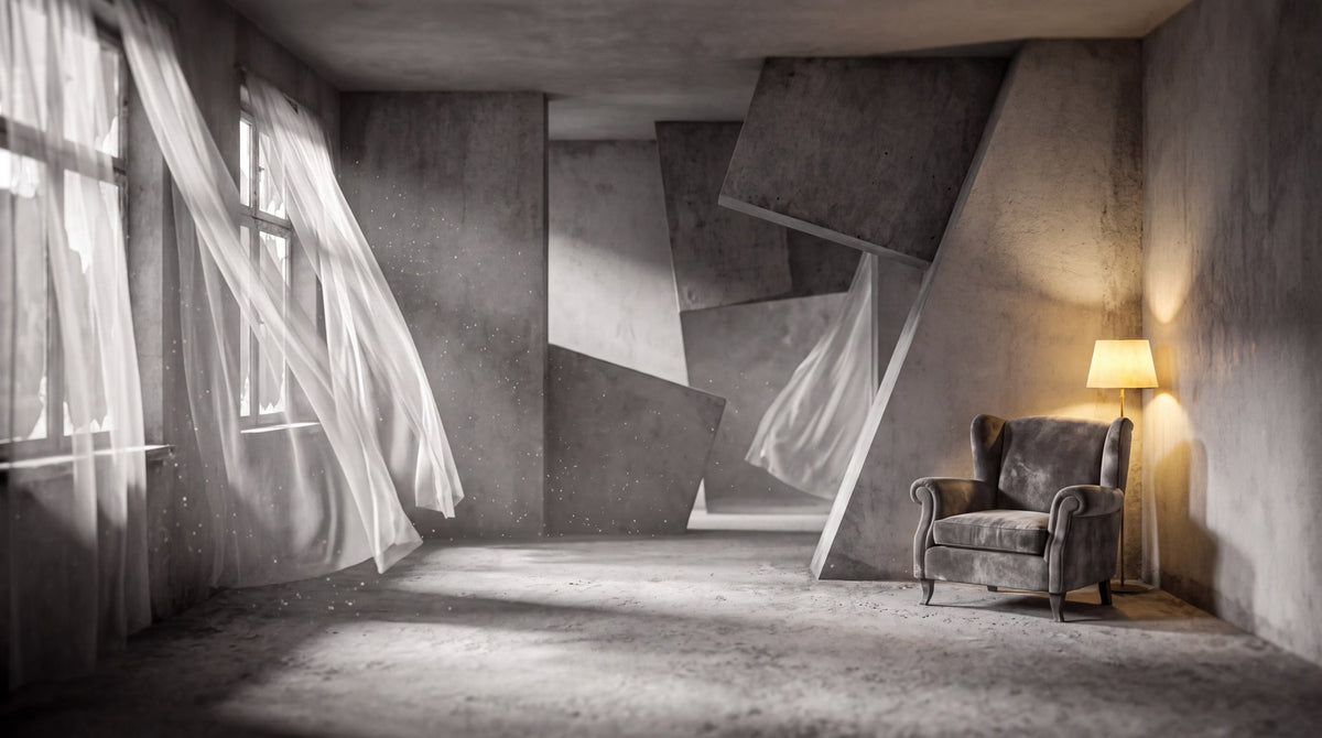 Brutalist Solitude Liminal Room Art Print
