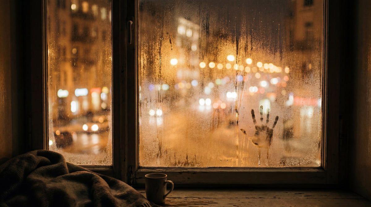 Rainy Window Glow City Bokeh Art