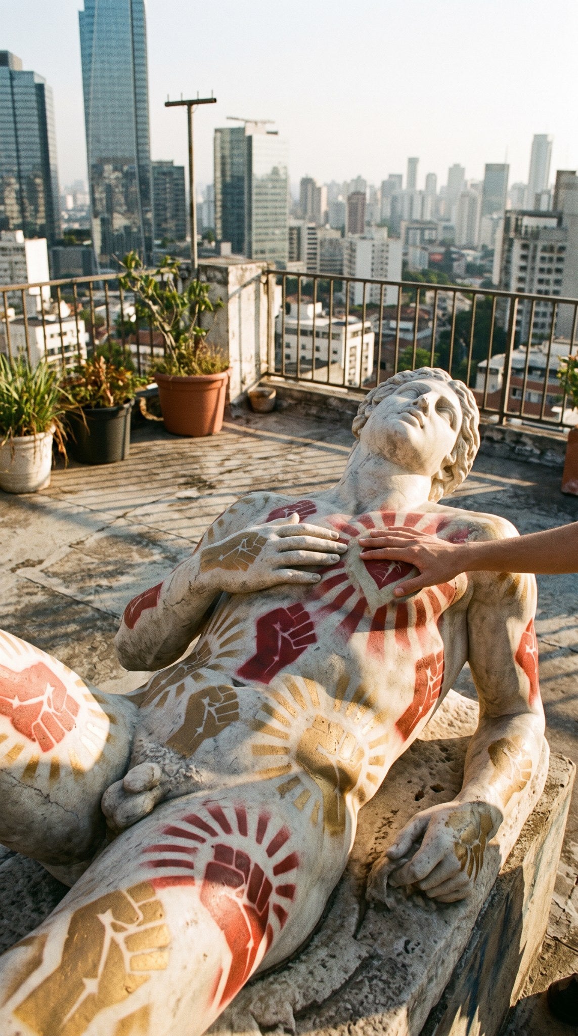 Urban Classical Statue Rooftop Art Print