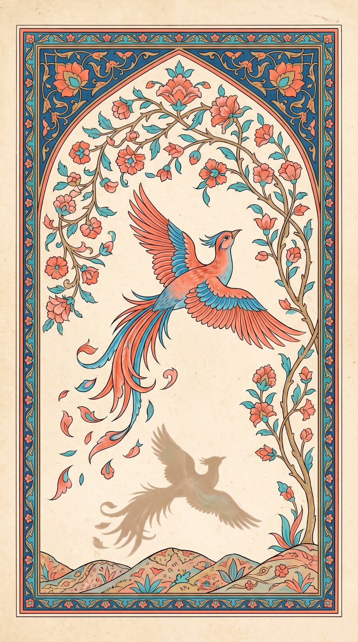 Mythical Phoenix Persian Botanical Art