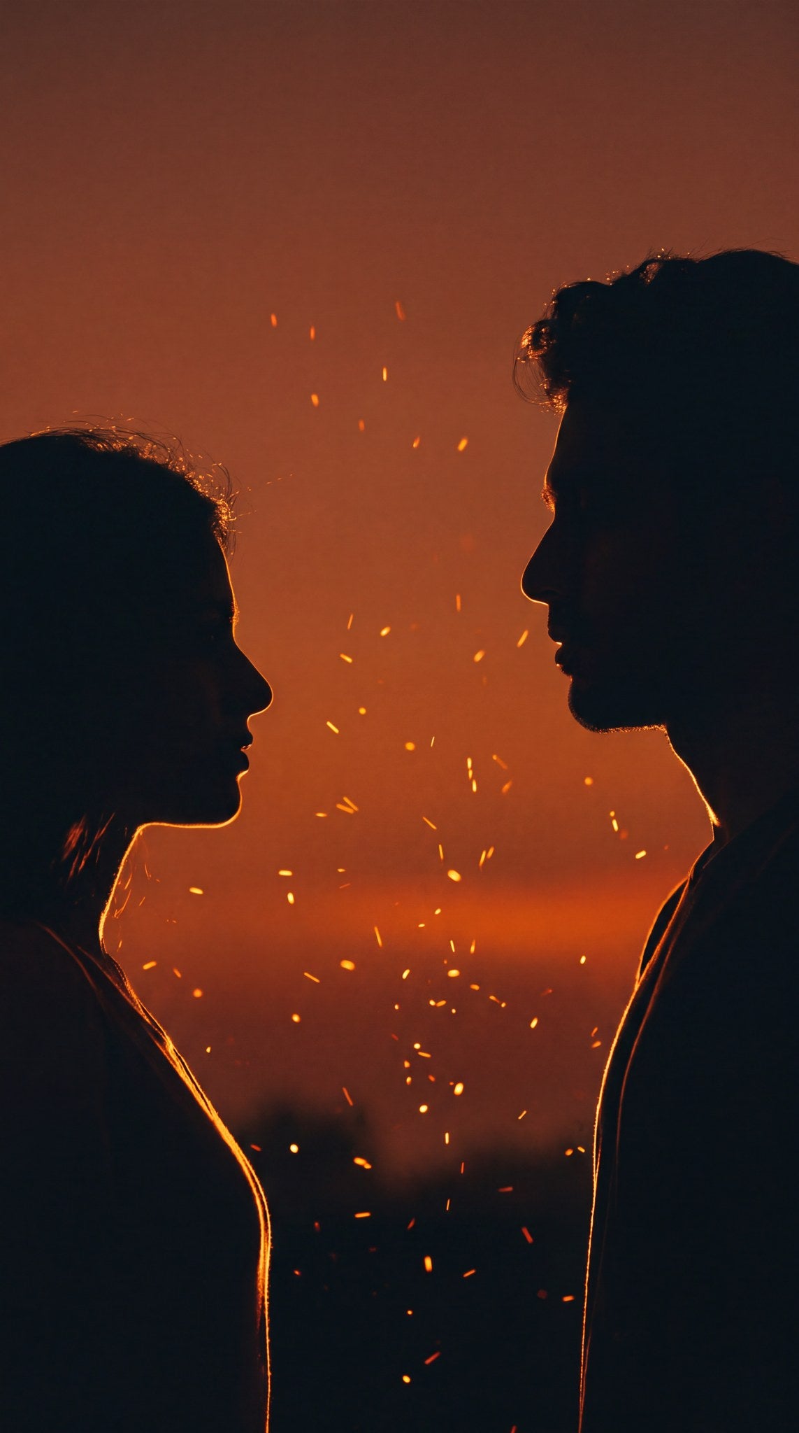Ember Silhouette Lovers Art Print