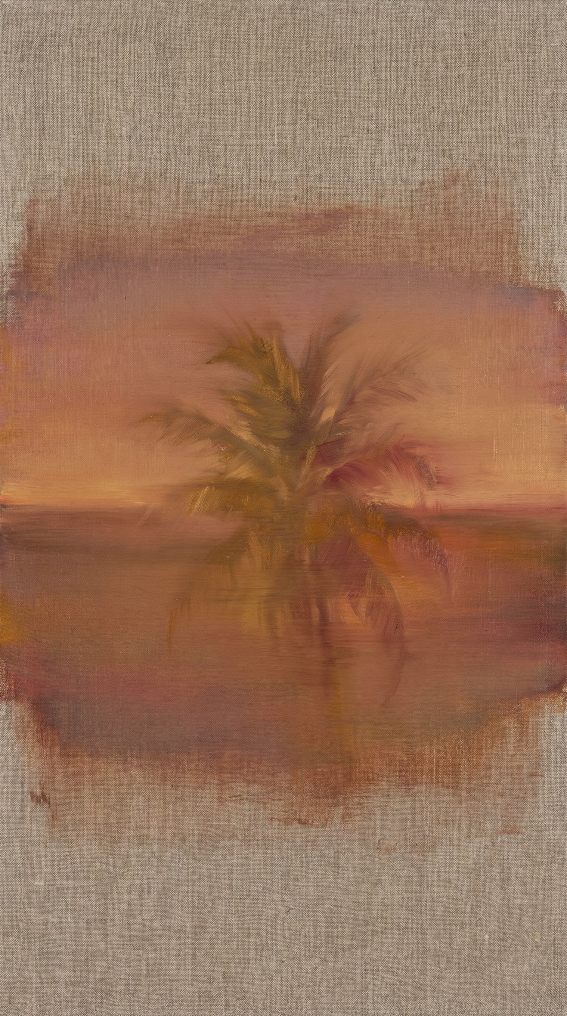Dusk Palm Solitude Linen Oil Painting