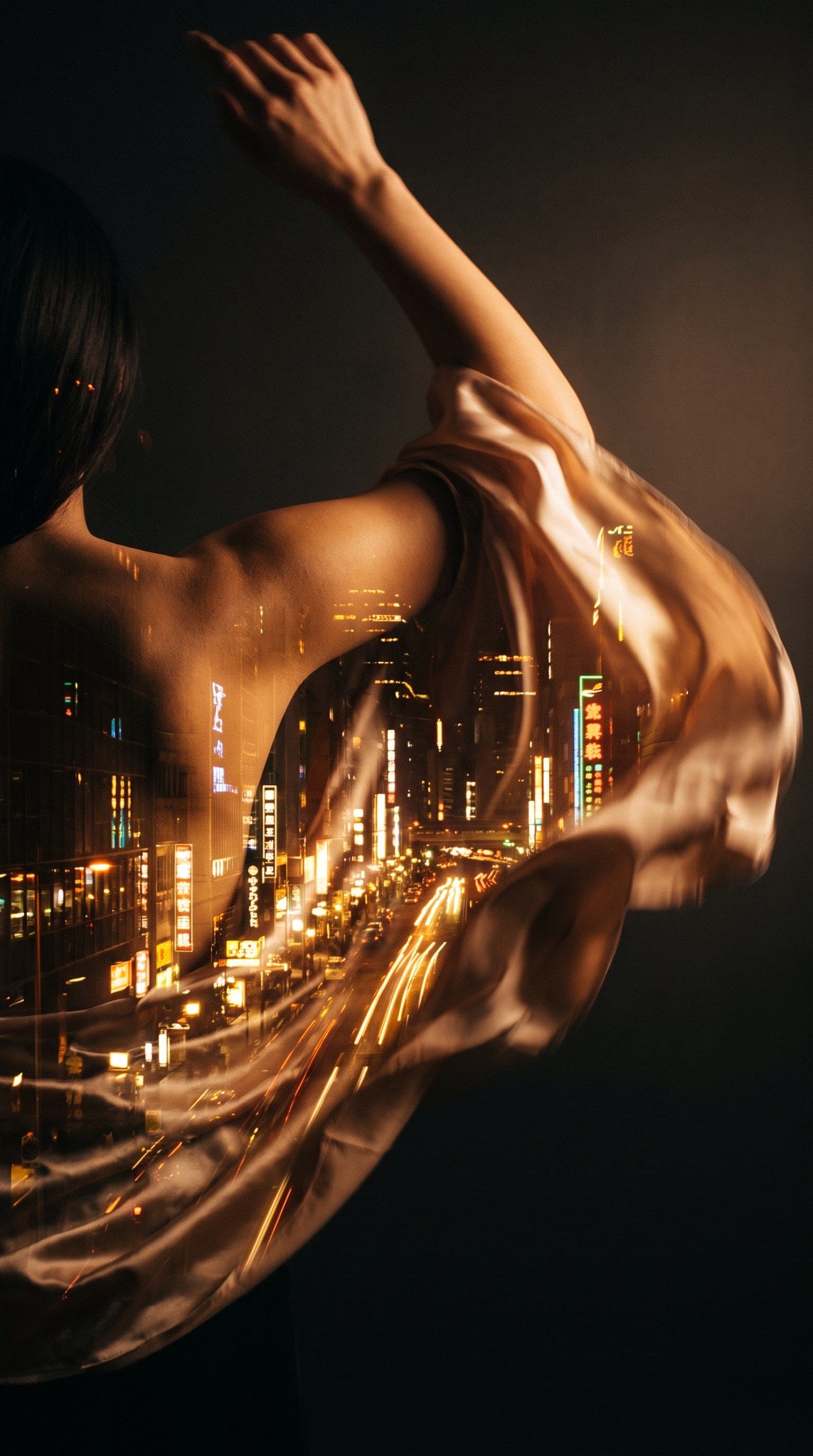 Nocturnal Echoes City Double Exposure Art