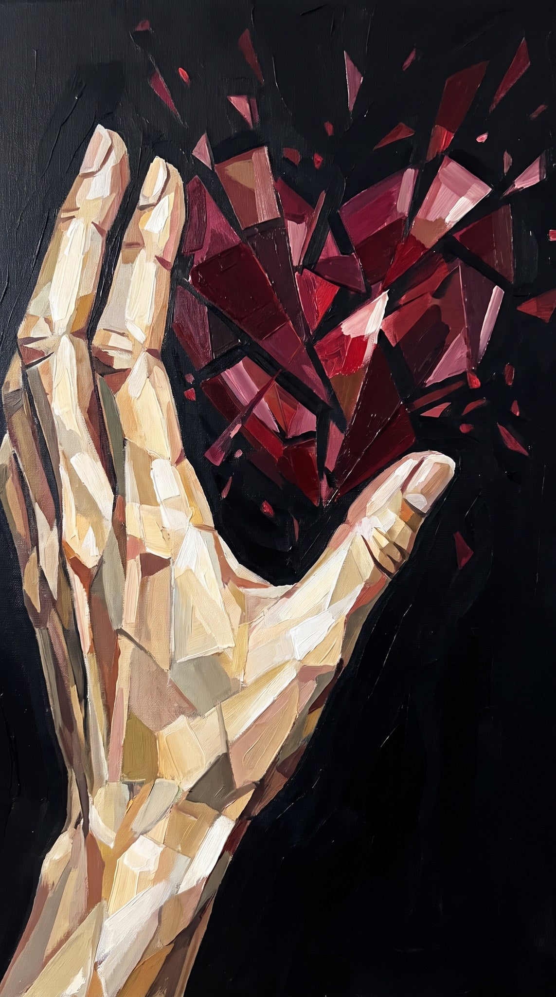 Shattered Heart Modern Palette Knife Art