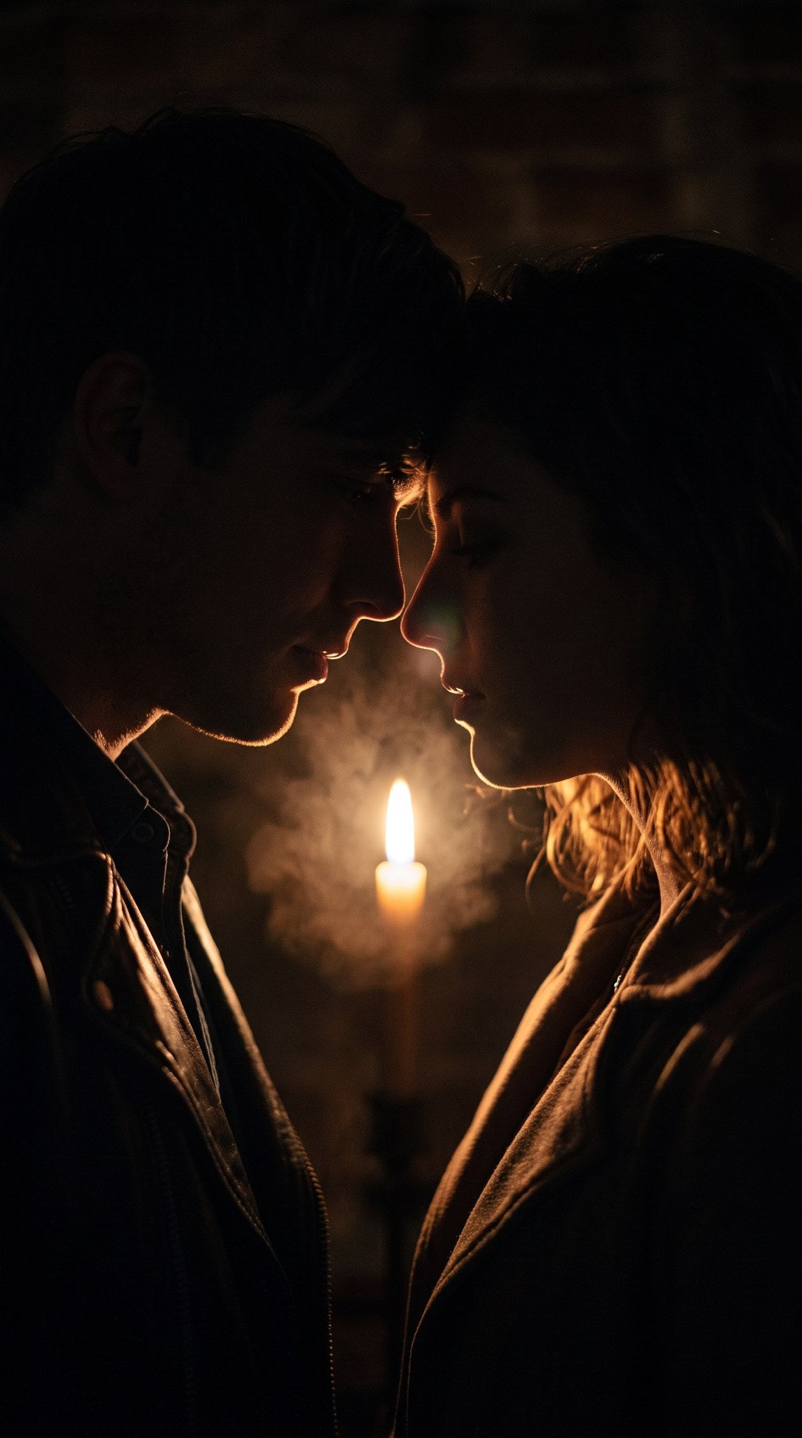 Candlelit Embrace Moody Romantic Art