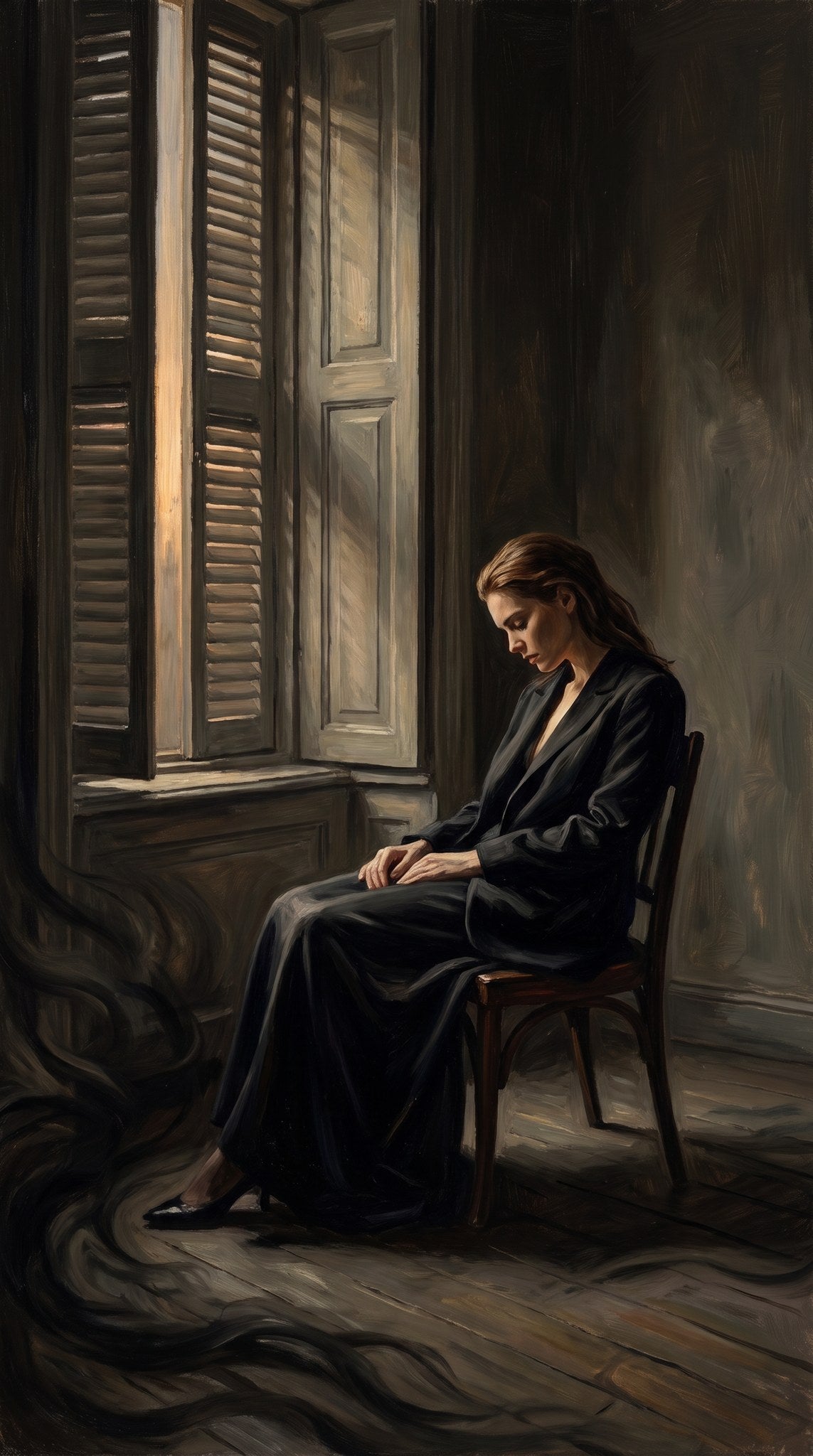 Solitary Window Shadowed Reverie Fine Art