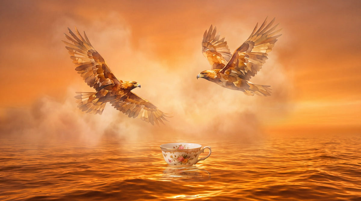 Surreal Eagles & Teacup Ocean Dreamscape Art