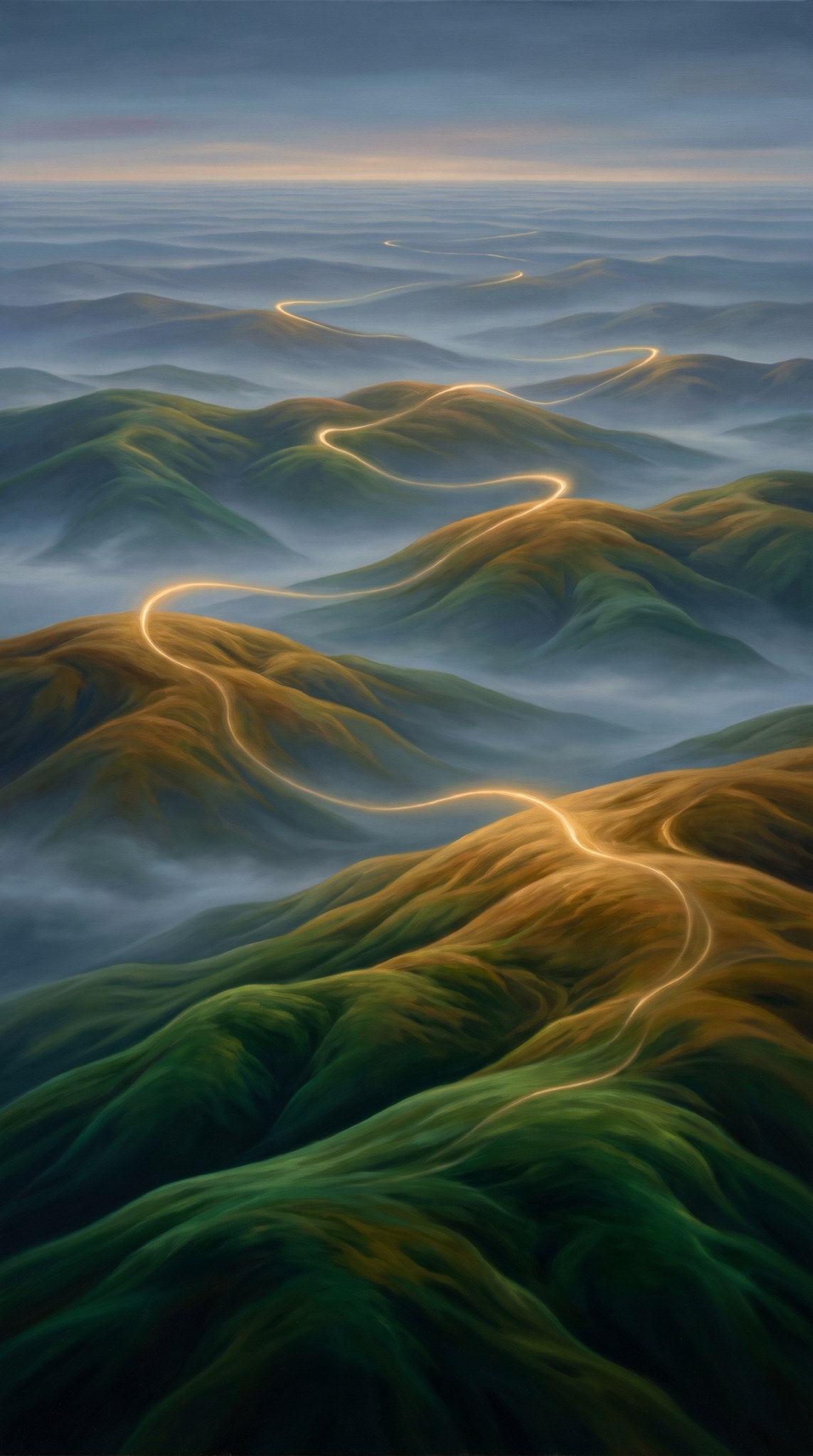 Luminous Ridgeline Wall Art - Golden Path