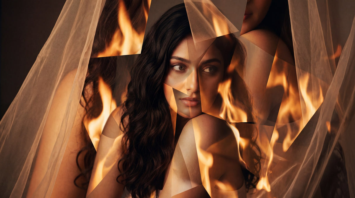 Faceted Fire Portrait - Amber Noir