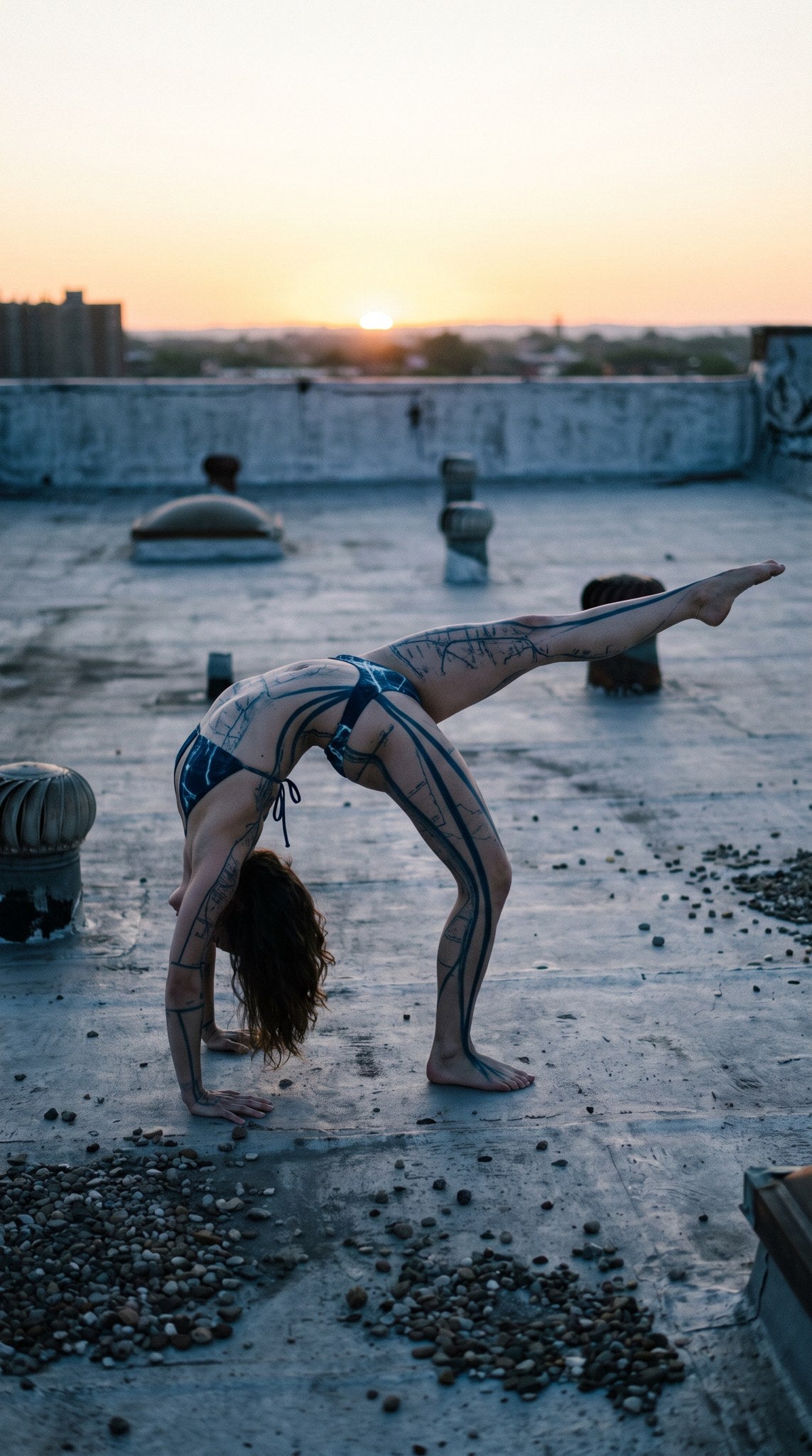 Sunset Rooftop Yoga Body Art Photo