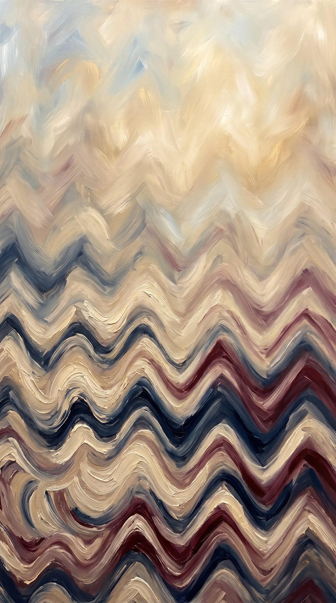 Abstract Chevron Waves Wall Art - Earth Tones