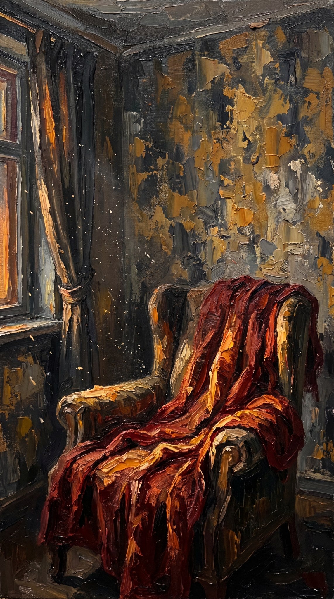 Crimson Velvet Dark Academia Armchair Art