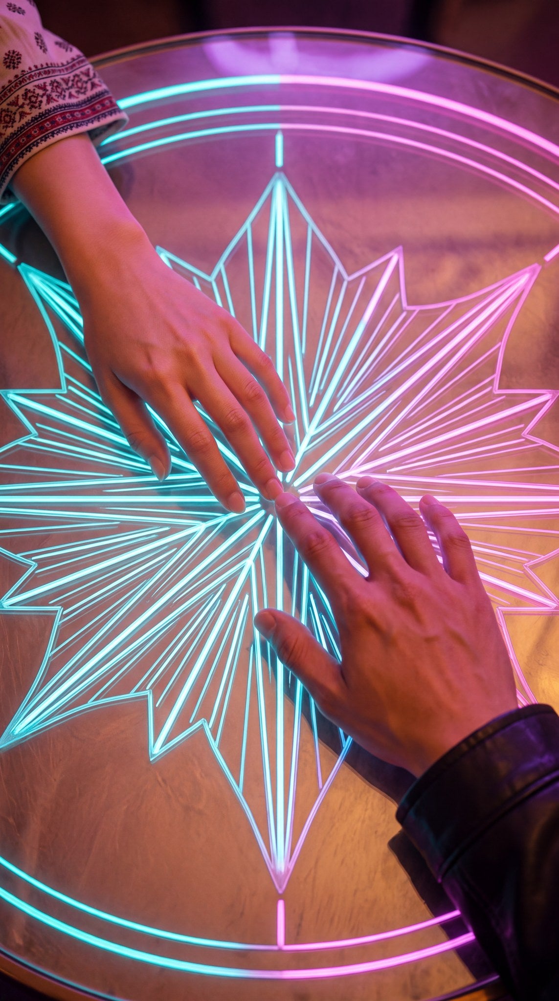 Neon Connection Geometric Art Print
