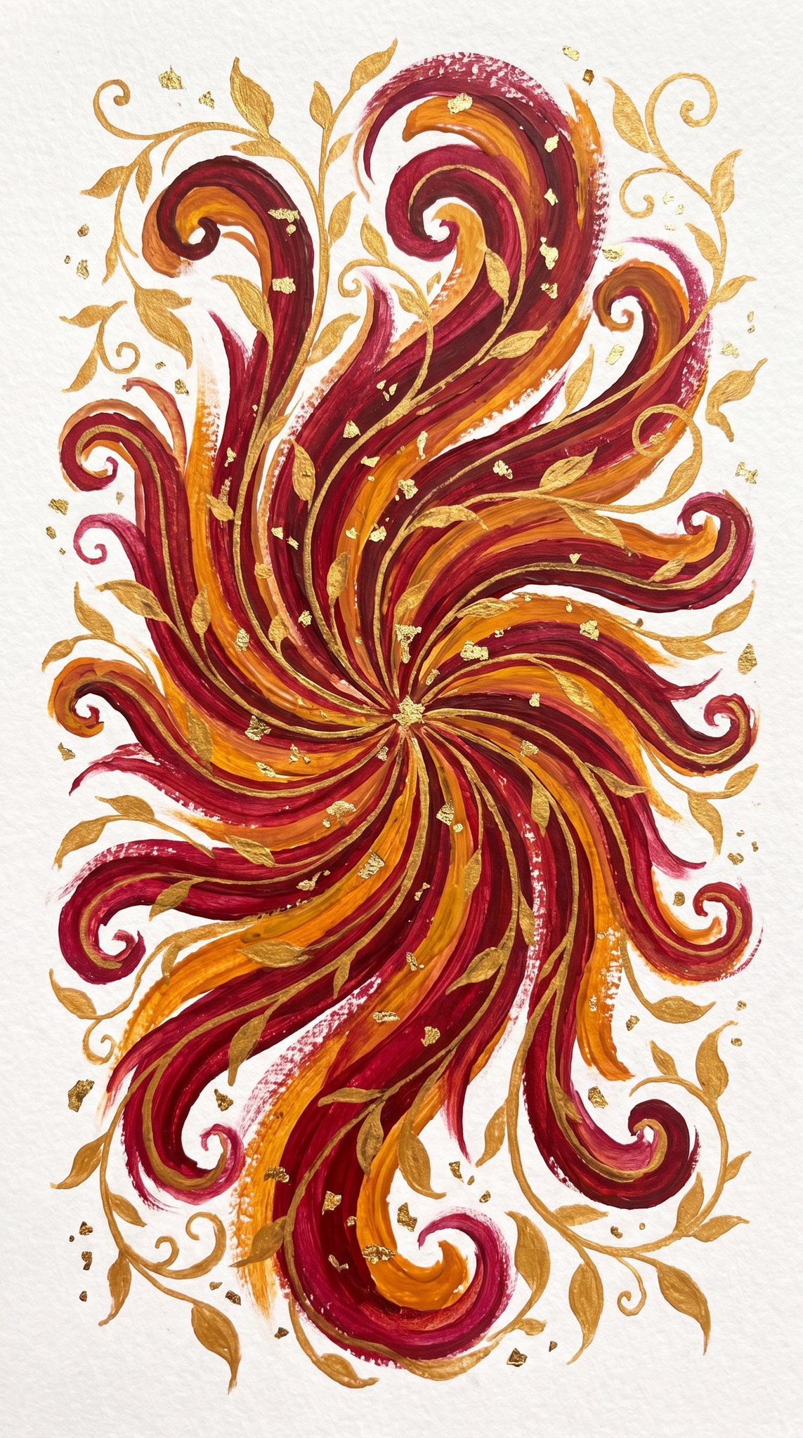 Golden Solstice Abstract Swirl Wall Art