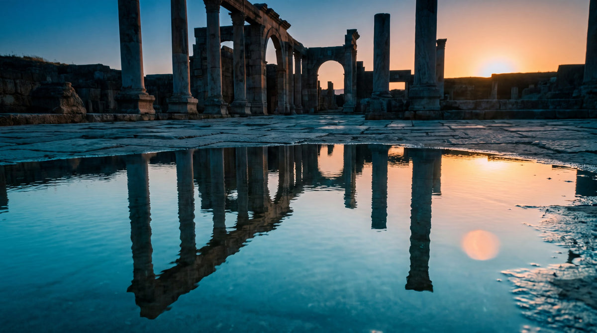 Ruins at Sunset Architectural Reflection Art