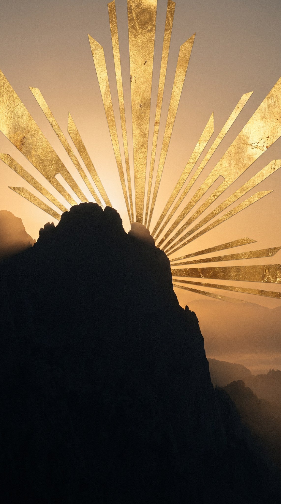 Golden Solstice Peak Minimalist Wall Art