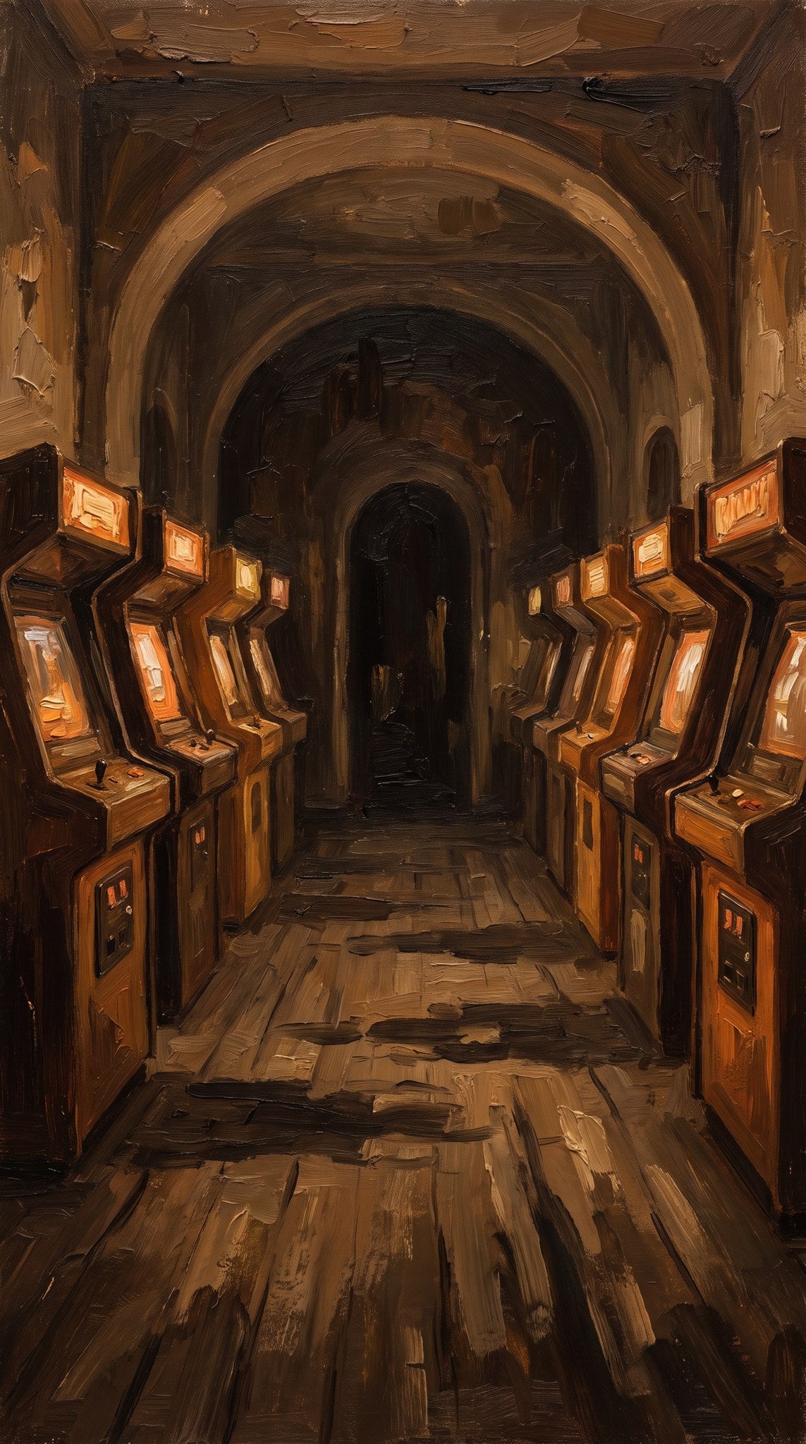 Arcade Threshold Oil Painting - Moody Hallway